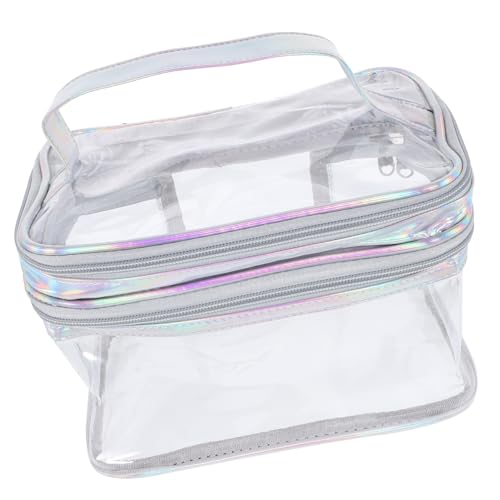 NOLITOY Damen Kosmetiktasche Transparent Große Kapazität Doppelstöckiger Organizer Für Kosmetik Und Toilettenartikel Tragbarer Make-up Koffer Mit Reißverschluss Und Handgriff Für von NOLITOY