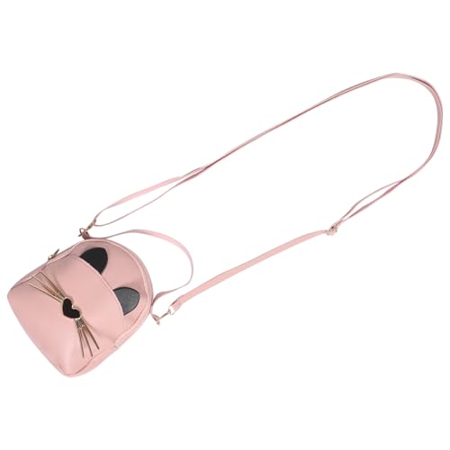 NOLITOY Umhängetasche PU Mini Katzenform Schultertasche für Mädchen Leicht und Niedlich für Kleine Essentials Wie und Snacks Rosa von NOLITOY