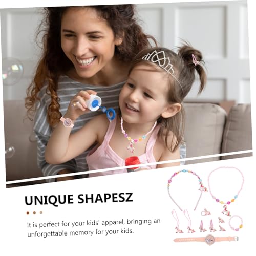 NOLITOY Unicorns Teiliges Schmuckset Mädchen Armbanduhr Quarzuhr Armband Halskette Haarschmuck Geschenkset für Leichte Hautfreundliche Accessoires von NOLITOY