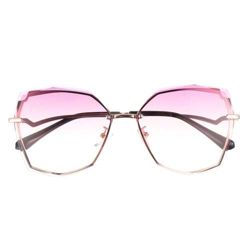 NOLITOY Unisex Sonnenbrille Polygonal Metallrahmen mit Farbverlauf Violett Trendige Partybrille für Damen und Herren Robuste Outdoor Eyewear für Strand Pool und Autofahren von NOLITOY