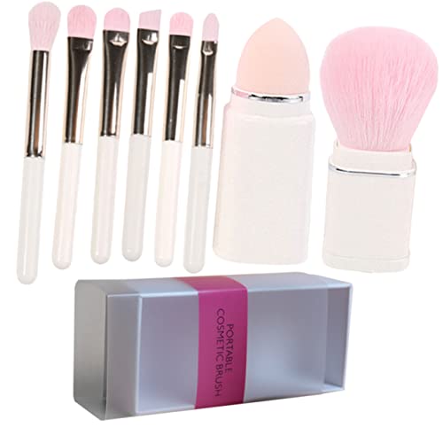 NOLITOY Makeup Pinsel 8 Teiliges Make up Pinsel Set Tragbares Kosmetikpinsel Set Für Blush Und Lidschatten Faltbare Pinsel Kokosnussweiß Mit Pvc Aufbewahrungshülle Perfekt Für Frauen Und Schminke von NOLITOY
