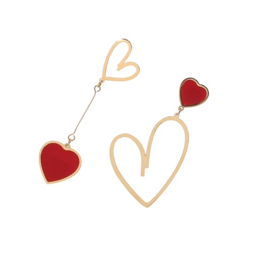 NOLITOY Valentinstag Ohrstecker Damen Hängende Rote Herzform Ohrringe Modisch Asymmetrisch Für Alltag Hochzeit Party Schmuck Geschenk Zufällige Farbe Zufällige Farbe von NOLITOY