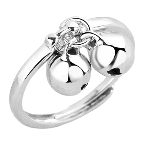 NOLITOY Verstellbarer Damen Ring Metall Offener Doppel Glockenring Kreativ Modisch Schmuck Geschenk von NOLITOY