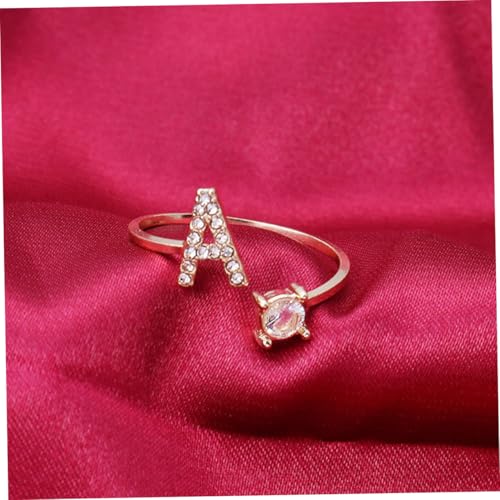 NOLITOY Verstellbarer Damenring Offenes Ende Buchstabenring Modeschmuck Initialen Goldfarben Party Schmuck Accessoire von NOLITOY