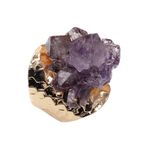 NOLITOY Verstellbarer Damenring aus Natürlichem Achat mit Kreativem Design Breiter Öffnung Modischer Violetter Fingerring Hautfreundlich und Handgefertigt für Alltag und Party von NOLITOY