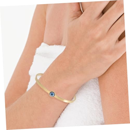 NOLITOY Verstellbarer Evil Eye Armreif Damen Offener Titanstahl Armreif Schutz Schmuck für Frauen und Teenager von NOLITOY