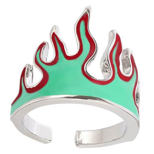 NOLITOY Verstellbarer Flammenring Herren Damen Kreativer Offener Fingerring Leichter Modischer Schmuck im Hip Hop Stil Komfortabel und Passend für Fingergrößen von NOLITOY