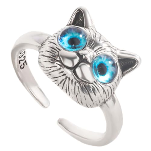NOLITOY Verstellbarer Katzen Fingerring Damen Ring Süßer Offener Schmuck Tiermotiv Ringe Frauen Geschenk Schmuckstück von NOLITOY