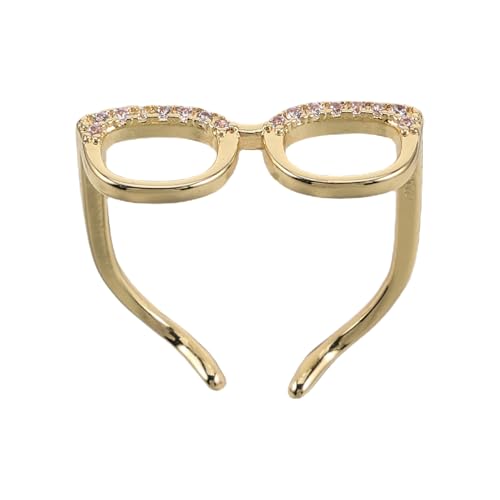 NOLITOY Verstellbarer Mini brillenring Kupfer Offener Damenring Für Leichter Vintage style Statement Schmuck Finger Schmuck Gold Eleganter Unisex ring von NOLITOY