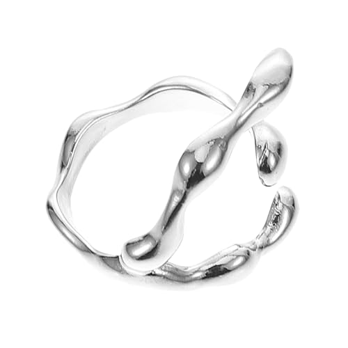 NOLITOY Verstellbarer Offener Bambus design Ring Silber Plattiert Einstellbarer Knöchel Zeigefingerring Modischer Persönlichkeitsschmuck für Damen und Vielseitige Outfitkombinationen von NOLITOY