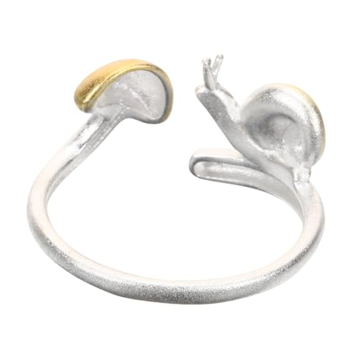 NOLITOY Verstellbarer Pilz Schneckenring Damen Kupfer Offener Statement Ring Hautfreundlich Langlebig Eleganter Schmuck für Alltag und Geschenk von NOLITOY