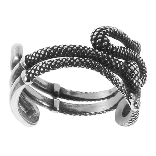 NOLITOY Verstellbarer Snake Ring aus Edelstahl Vintage Gothic Schlangenring Offener Herrenring Stapelbar Retro Schmuck für Alltag und Besondere Anlässe Komfortabel und Individuell von NOLITOY
