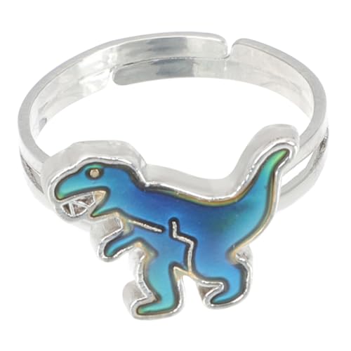 NOLITOY Verstellbarer Stimmungsring für Mädchen Farbwechsel Ring aus Leichtem Cartoon Dinosaurier Design Geschenk für Geburtstag Party Alltag von NOLITOY