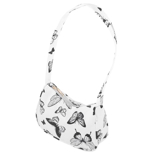 NOLITOY Vintage Damen Unterarmtasche aus Nylon mit Reißverschluss Leichte Umhängetasche Schultertasche für Alltag Arbeit Shopping und Reisen Praktische Handtasche mit Verstellbarem von NOLITOY