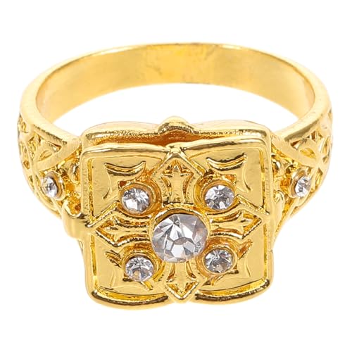 NOLITOY Vintage Damenring mit Geheimem Fach Funkelnden Mikrostrasssteinen und Kunstvoll Geschnitztem Design Flip top für Wandelbaren Stil für Besondere Anlässe und Geschenke von NOLITOY