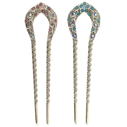 NOLITOY Haarschmuck Für Mädchen 2 Stück Strass-haarstab Vintage-haarnadel Schwalbenschwanz-clip von NOLITOY