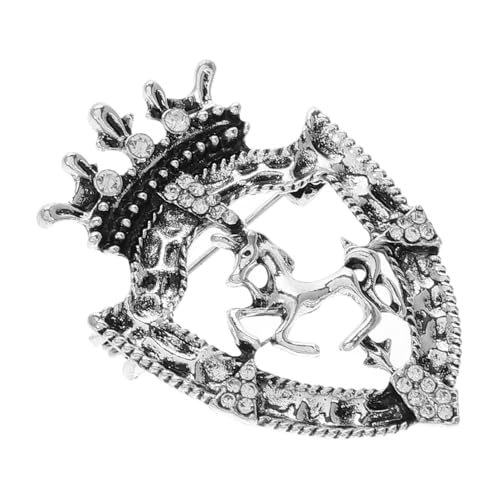 NOLITOY Vintage Herren Anstecknadel Brosche mit Strass Retro Pferde Wappenschild als Anzug Pin für Oktoberfest Vielseitiges Zinklegierung Accessoire für Gastgeber und Elegante Kleidung von NOLITOY