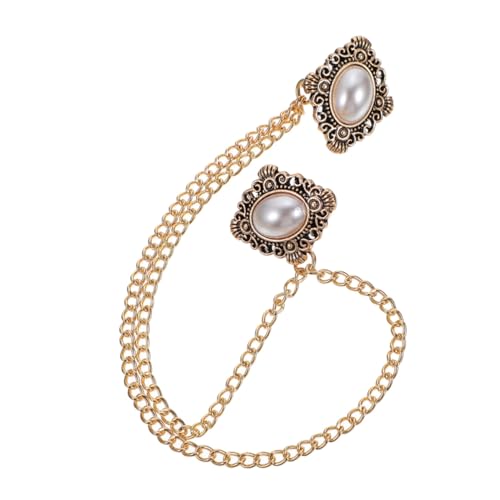NOLITOY Vintage Herren Anstecknadel mit Hängender Kette und Imitationsperle Stilvolle Brosche im Retro stil aus Zinklegierung Modisches Accessoire für Anzüge Strickjacken und Mäntel von NOLITOY