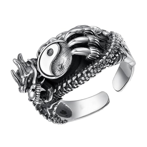 NOLITOY Vintage Herren Drachenmotiv aus Metall Verstellbarer Retro Drachenschuppen Fingerring Robust und Komfortabel Modisches Schmuckstück für mit Einzigartigem Design von NOLITOY