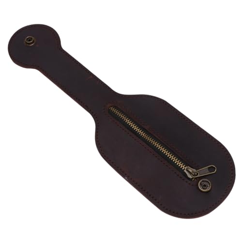 NOLITOY Vintage Münzbeutel zum Aufhängen Faltbare Rustikale Geldbörse mit Reißverschluss Praktisches Kleingeldfach für Reise und Alltag Braunes Echtes Material von NOLITOY