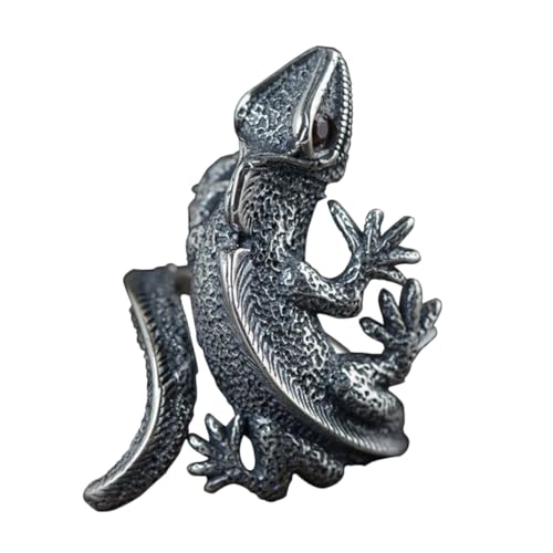 NOLITOY Vintage Punk Herrenring Lizard Wrap Design Retro Gothic Tiermotiv Statement Schmuck Accessoire für Alltag Halloween Party Cocktail von NOLITOY
