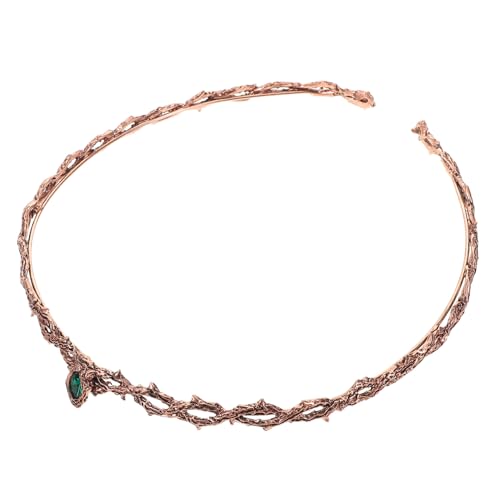 NOLITOY Vintage Renaissance Krone für Damen Verstellbare Mittelalterliche Haarschmuck mit Grünen Strasssteinen Retro Gothic Hochzeit Tiara für Festliche Anlässe und Cosplay von NOLITOY