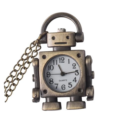 NOLITOY Vintage Roboter Taschenuhr Halskette aus Retro Robot Pocket Watch Chain für Frauen Geburtstag Ehemann Retro Anhänger Kompakt Leicht Tragbar von NOLITOY