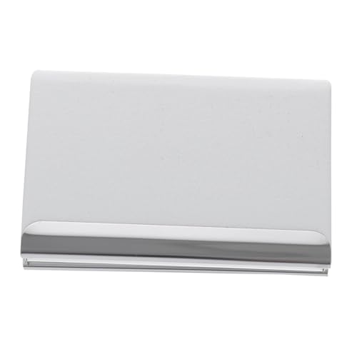 NOLITOY Visitenkartenetui Pu Leder Weiß mit Edelstahl Großes Kreditkartenetui Geldbörse Moderner Kartenhalter mit Praktischem Design für Damen und Unisex für Reisen und Alltag von NOLITOY