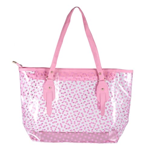 NOLITOY Wasserdichte Strandtasche Damen PVC Beach Bag mit Rundem Punktemuster Modische Handtasche für Sommer Langlebig Leicht und Vielseitig für Freizeit und Urlaub von NOLITOY