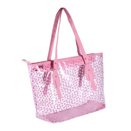 NOLITOY Wasserdichte Strandtasche Damen PVC Handtasche mit Rundpunkt Design Langlebig Modisch Leicht zu Reinigen für Strand und Alltag von NOLITOY