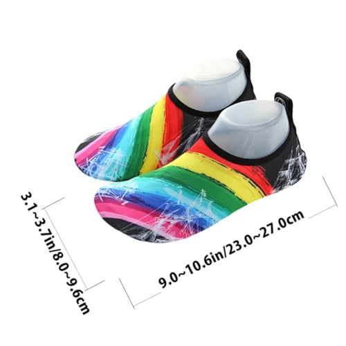 NOLITOY Wasserschuhe Herren Damen Badeschuhe Atmungsaktiv Schnell Trocknend rutschfest Leicht Wading Sneakers für Strand Wassersport Tauchen Segeln Rainbow Sailboat von NOLITOY