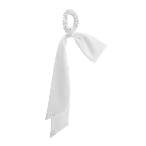 NOLITOY Weißes Braut Haarband mit Schleife Langem Band Komfortables Elastisches Haar Accessoire Langlebig Eleganter Kopfschmuck für Hochzeit und Verlobung Passend zu Brautkleid von NOLITOY
