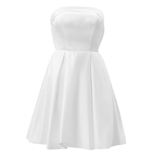 NOLITOY Weißes Trägerloses Mini Kleid Damen Polyester Faser Atmungsaktiv Bustier Design Elegant Einzigartig Komfortabel Für Abschlussfeier Strand Party von NOLITOY