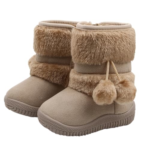 NOLITOY Winter Schuhe Lauflernschuhe mit Weicher Rutschfester Sohle Warme Gefütterte Schneestiefel für Junge Mädchen Mädchen Weiche Baumwollsohle Bequeme Prewalker Winterschuhe Beige von NOLITOY
