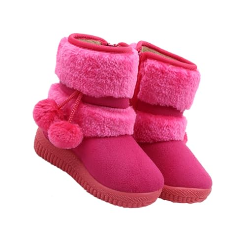 NOLITOY Winter Warme Mädchen Schneestiefel Weiche Sohle Rutschfest Warme Winterschuhe mit Plüschfutter und Baumwollsohle Rosa von NOLITOY