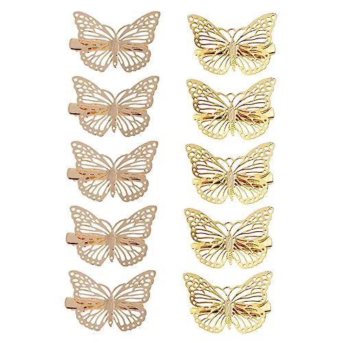 NOLITOY Zarte Haarnadeln 10 Stücke Goldene Legierung Aushöhlen Schmetterling Haarclips für Mädchen Hochzeits und Party Kopfschmuck von NOLITOY