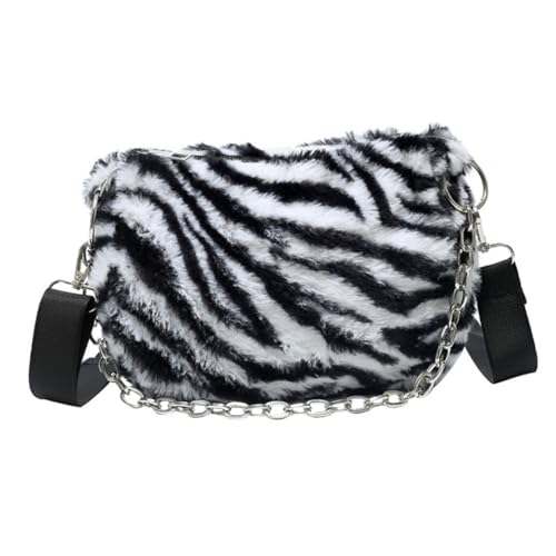 NOLITOY Zebra Print Umhängetasche Damen Pelzige Armpit Bag Leicht Tragbar Modisch Für Alltag Reise Freizeit von NOLITOY