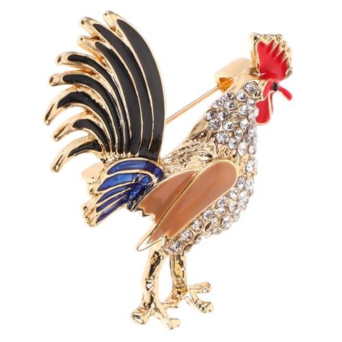 NOLITOY Zinklegierung Hahn Brosche Fein Gearbeitet Eleganter Ansteckpin Modisches Schmuckaccessoire Damen Geschenk Geeignet für Jacken Kleidung Vintage Stil von NOLITOY