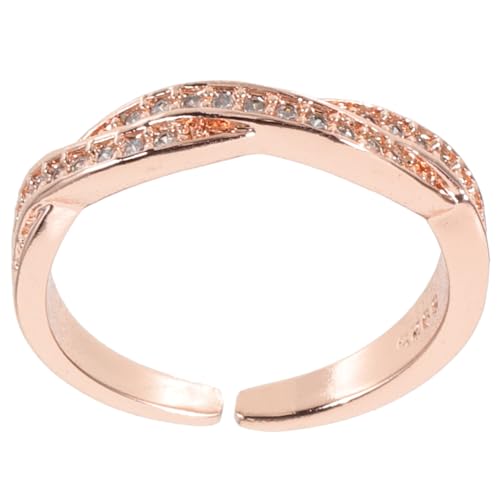 NOLITOY Zirkonia Statement Ring für Damen Verstellbarer Finger Ring Roségold mit Funkelndem Modischer Schmuck für Frauen als zu Geburtstag oder Valentinstag von NOLITOY