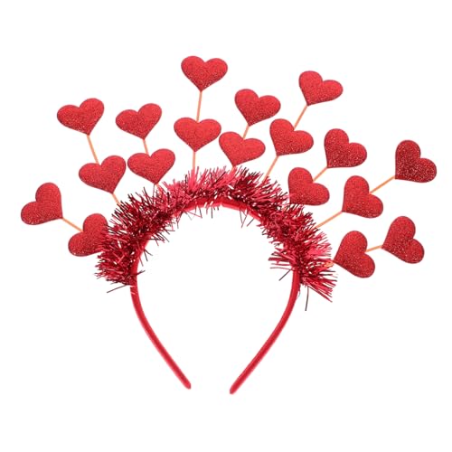 Stirnband Glitzer-haarband Rotes Herz-heifband Haarschmuck Zum Valentinstag Weihnachts-anziehaccessoires Herz-haarband Herz Headbopper Rot Reifen Stoff Zubehör Mädchen Fräulein von NOLITOY