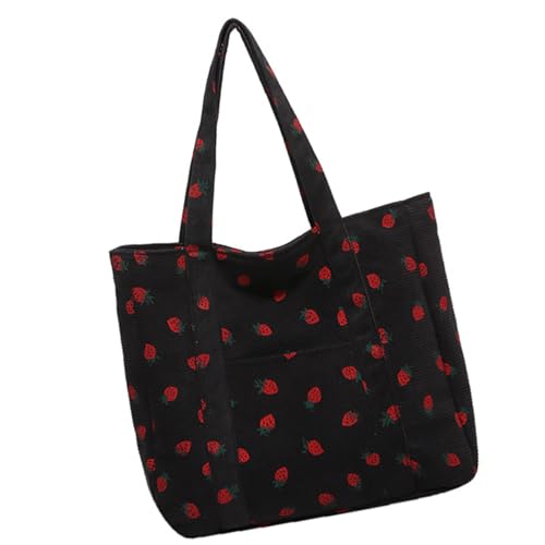 NOLOWY Damentasche Große Kapazität Schultertasche Erdbeere Achseltasche Schüler Schultasche Einkaufstasche Canvas Handtasche Achseltasche von NOLOWY
