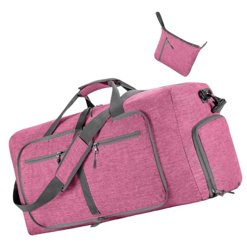NOLOWY Faltbare Reisetasche für Damen, große Kapazität, praktische Nylon-Reise-Sporttasche mit Schultergurt, faltbare Handtasche von NOLOWY