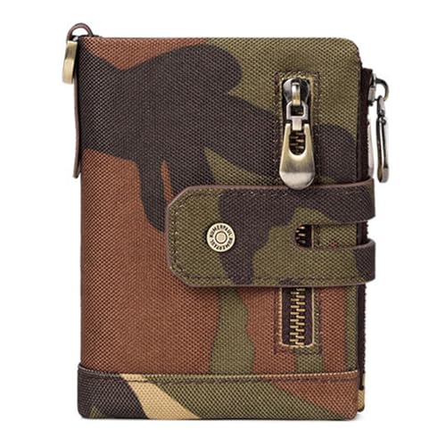 NOLOWY Herren-Geldbörse aus Oxford-Gewebe, mit Metalldiebstahl-Kette, Kartenfächern, wasserdicht, mit Reißverschluss für den täglichen Gebrauch von NOLOWY