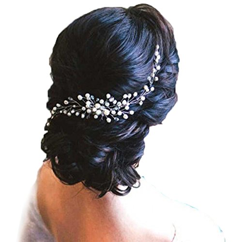 NONAME Haarkamm Braut Hochzeit Diademe Jewerly Perle Blume Kristall Strass Ivory von NONAME