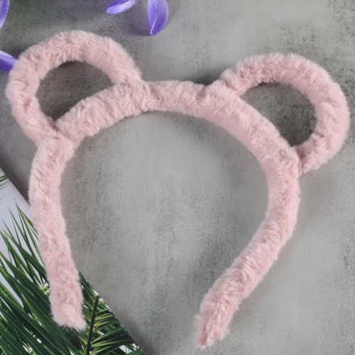 Dickes Plüsch-Stirnband für Damen im koreanischen Winter, rund, Mäuse, Bär, Ohren, Bonbonfarben, Make-up, Metall, Bandana, Geschenke von NONGYU