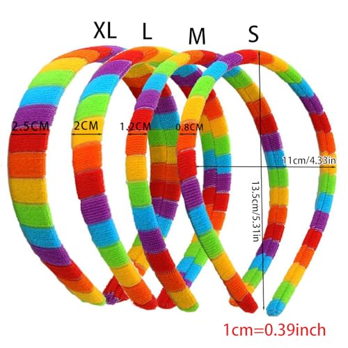 Frauen Herbst Waschen Gesicht Plüsch Stirnband Regenbogen Gestreift Elastisch Styling Haarreifen von NONGYU