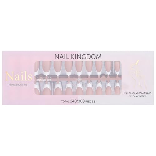 Künstliche Nägel mit französischer Spitze, lang, zum Aufdrücken, vollständige Aufkleben, kurze Kunstnägel, für Damen, 240 Stück von NONGYU