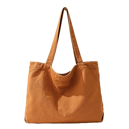 NONGYU Einkaufstasche aus Segeltuch, für Mädchen und Damen, große Kapazität, vielseitige Schultertasche, schwarz, braun, grün, Damen-Schultertasche, braun NONGYU Einkaufstasche aus Segeltuch, für Mädchen und Damen, große Kapazität, vielseitige Schultertasche, schwarz, braun, grün, Damen-Schultertasche, braun von NONGYU