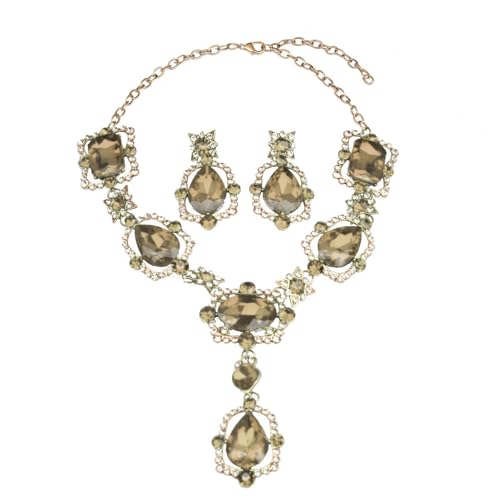 NONGYU Exquisites Kristallschmuck-Ensembles mit wunderschönen Kristall-Edelsteinen, Halskette und Ohrringen für moderne und einzigartige Stile, modische Ohrringe und Halskette von NONGYU