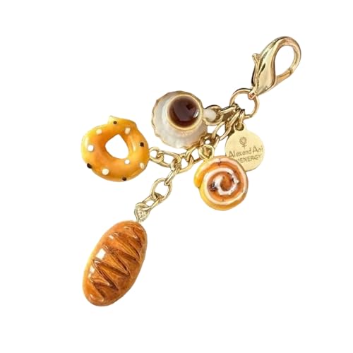 NONGYU Münzhalter in Kaffeetassen- und Brotform, modische Ringe, tragbare Tasche, Charm, handgefertigt, Ornament für Schlüssel, modischer Schlüsselanhänger von NONGYU